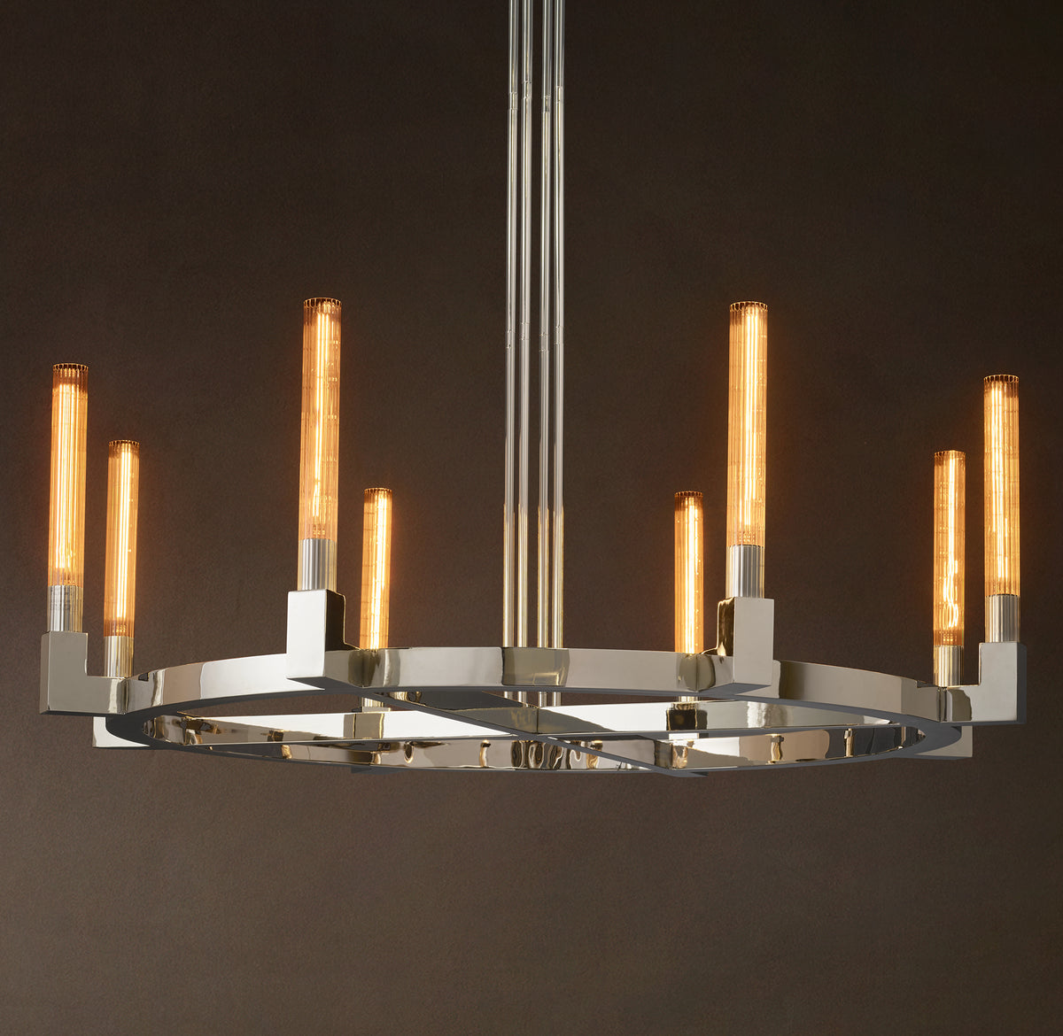 Heritage Cannele Round Chandelier – 48" Polished Nickel