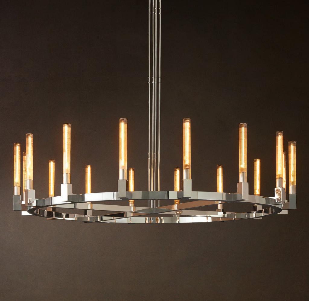 Heritage Cannele Round Chandelier – 72" Polished Nickel