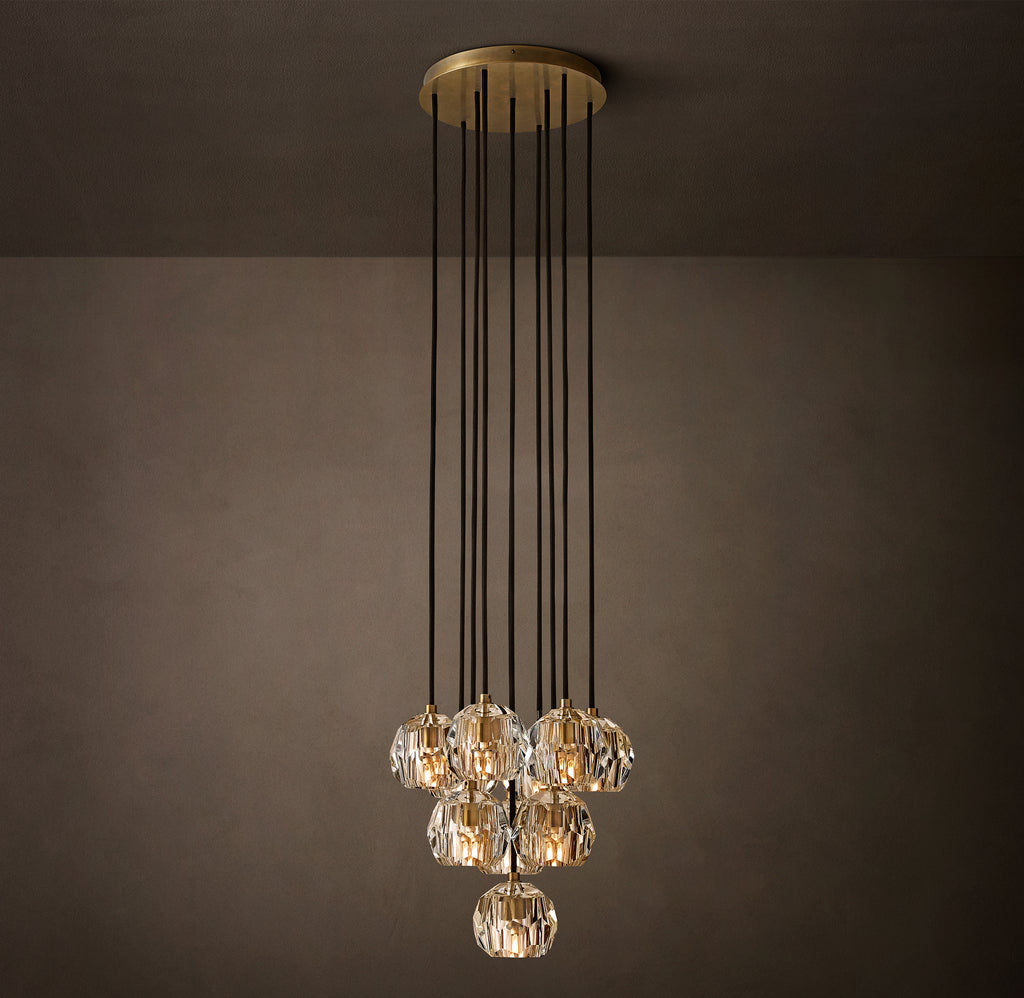 Heritage Boule De Cristal Clear Glass Round Cluster Chandelier, alternate view