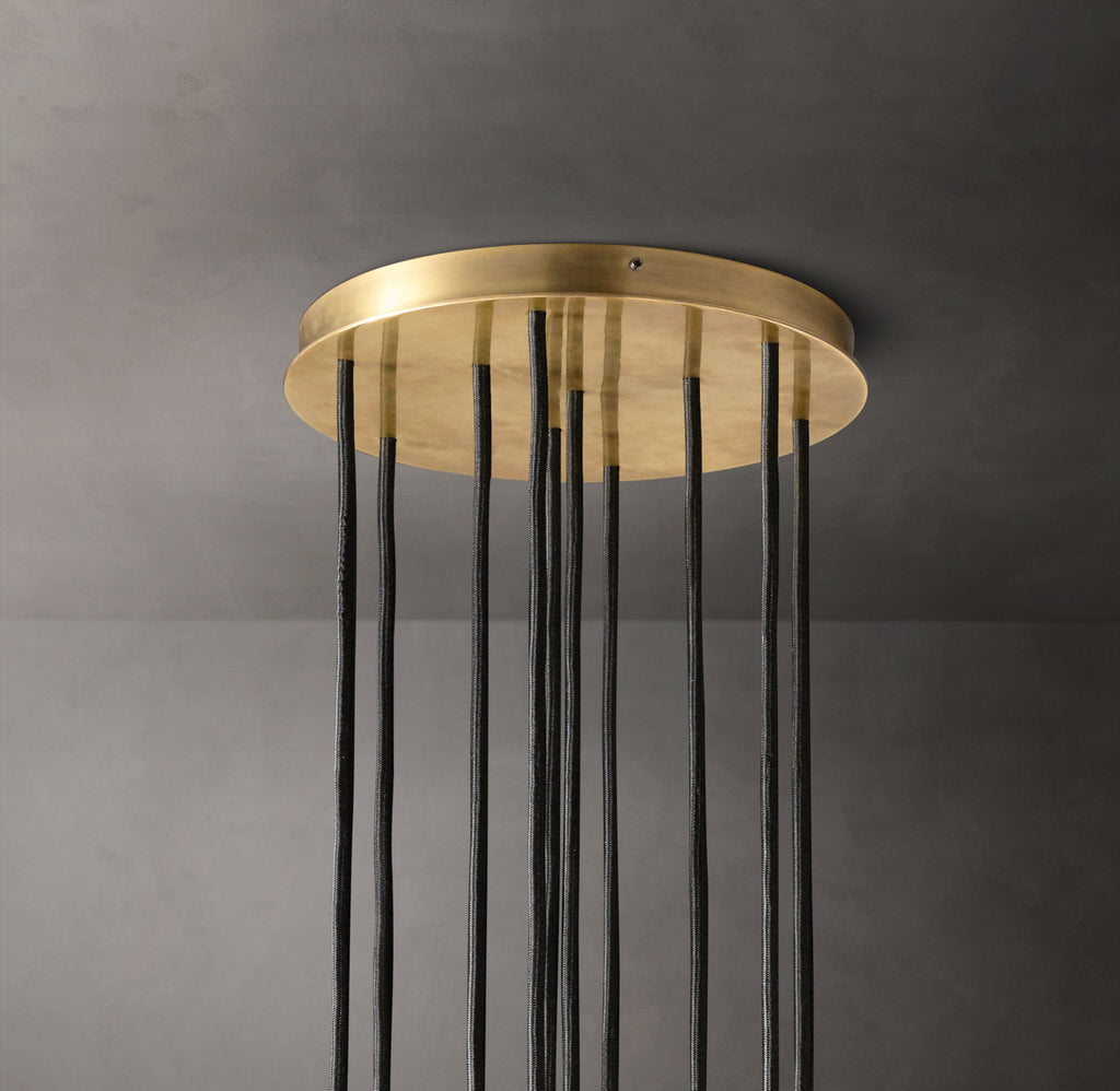 Heritage Boule De Cristal Clear Glass Round Cluster Chandelier – 14" Lacquered Burnished Brass