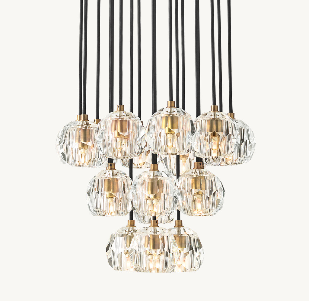 Heritage Boule De Cristal Clear Glass Round Cluster Chandelier, alternate view