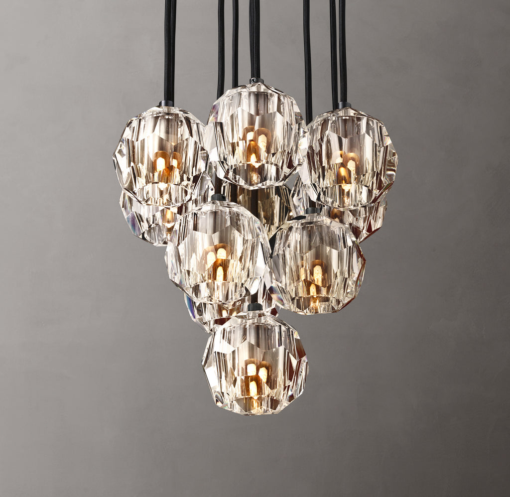 Heritage Boule De Cristal Clear Glass Round Cluster Chandelier – 14" Bronze