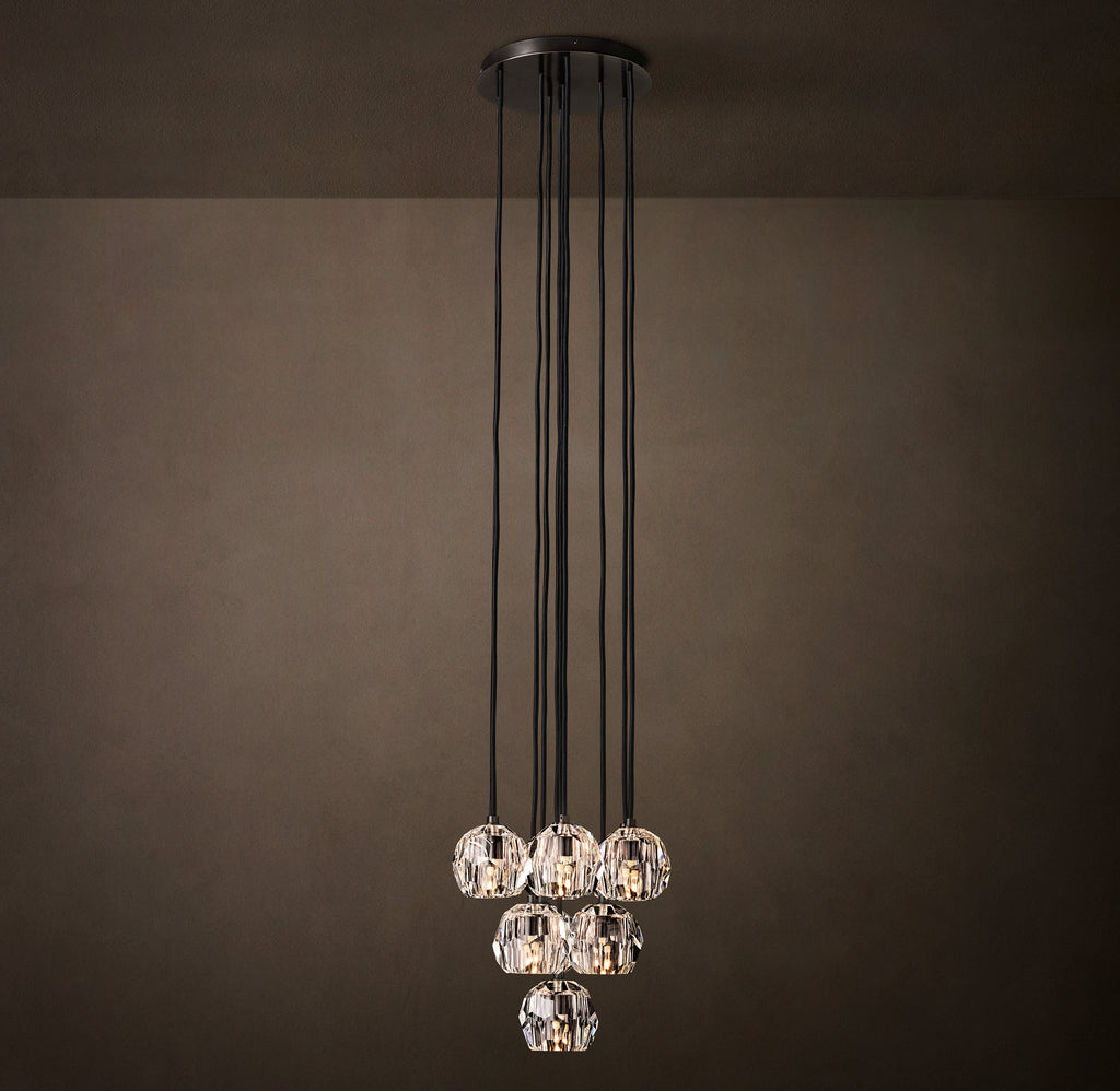 Heritage Boule De Cristal Clear Glass Round Cluster Chandelier – 14" Bronze
