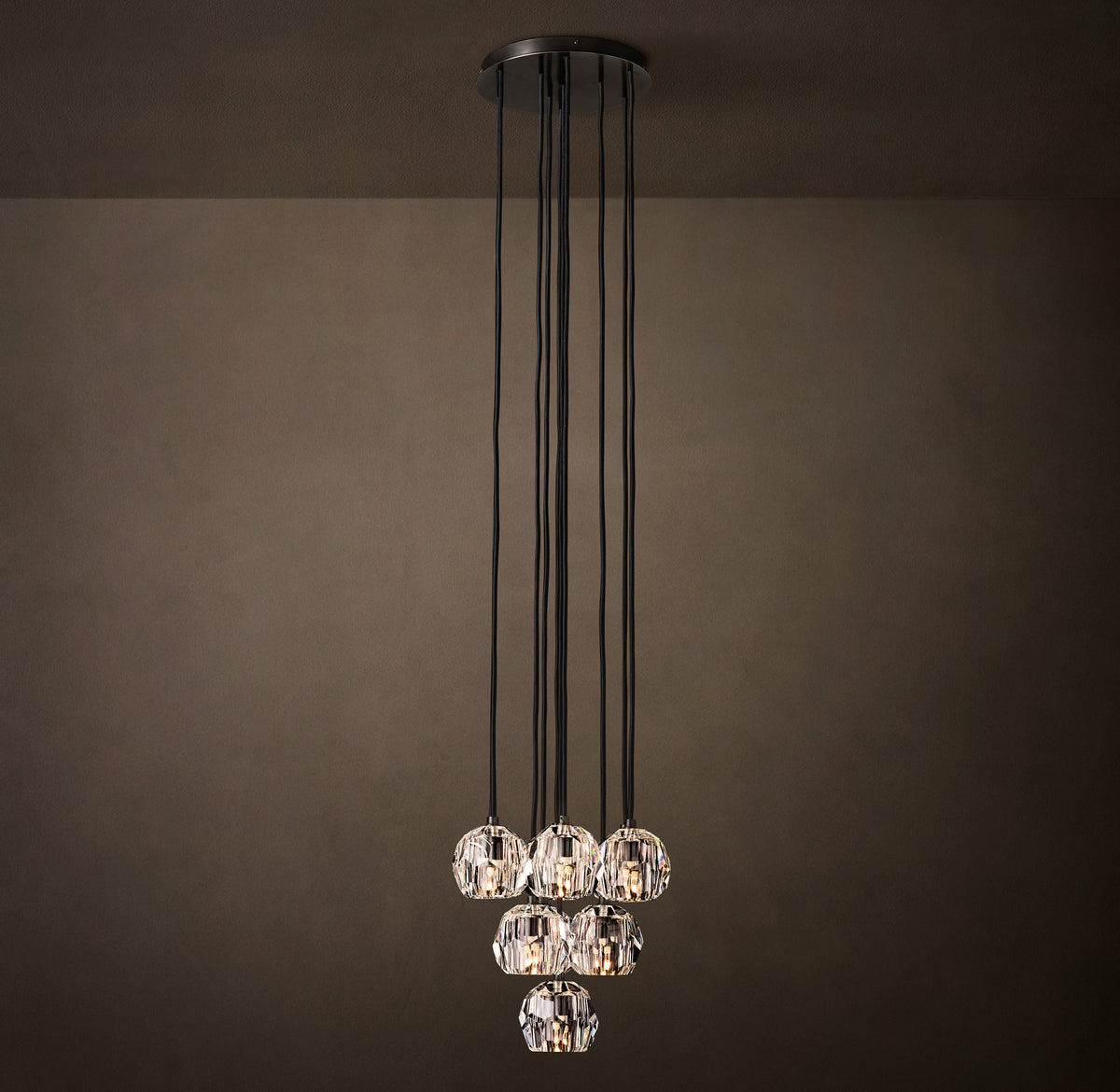 Heritage Boule De Cristal Clear Glass Round Cluster Chandelier – 14" Bronze