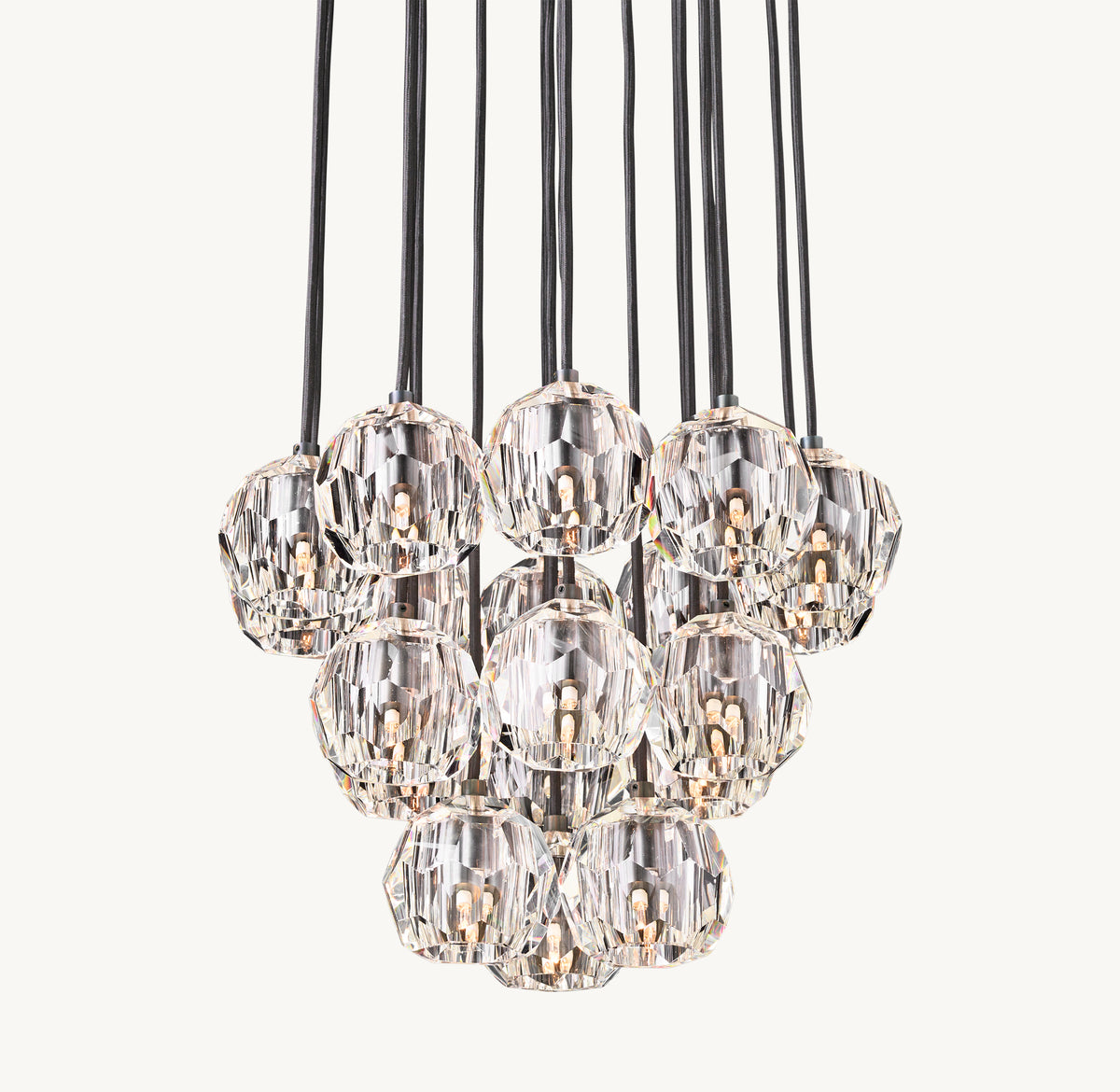 Heritage Boule De Cristal Clear Glass Round Cluster Chandelier – 19" Bronze