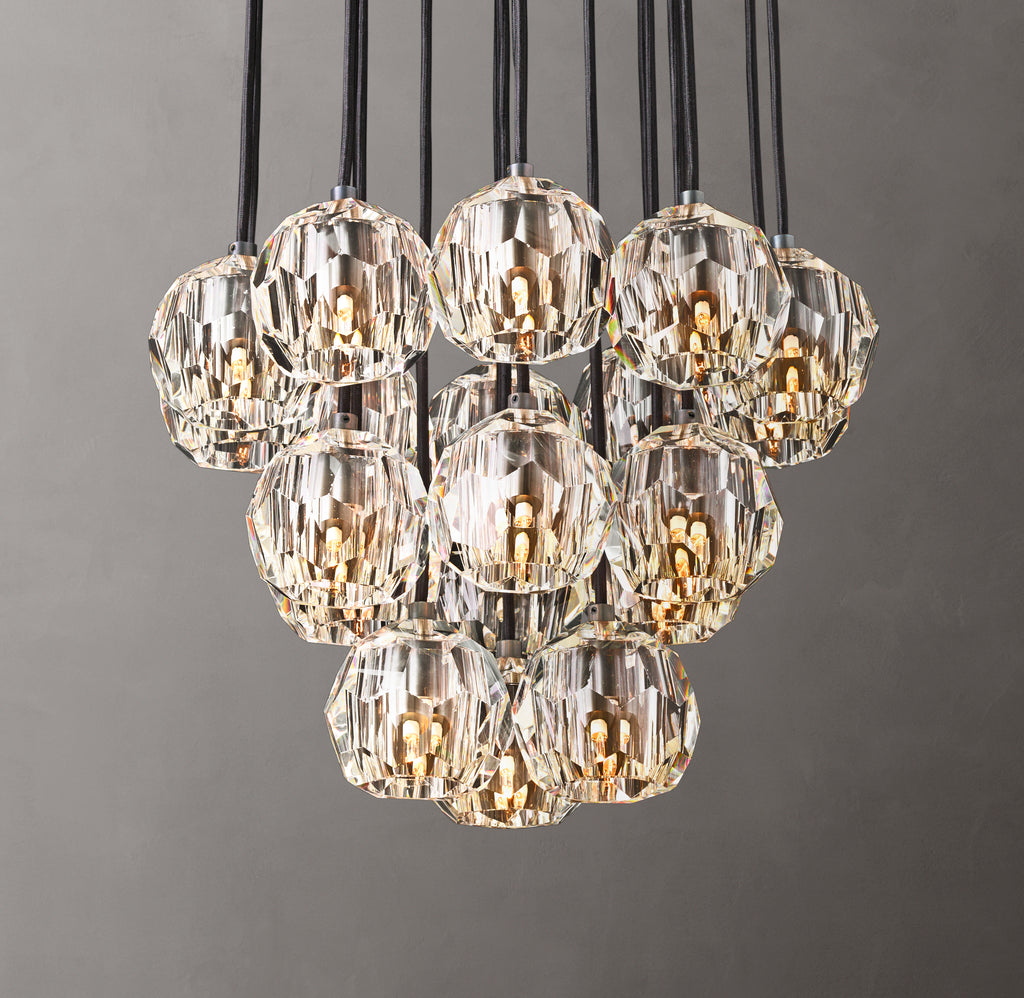 Heritage Boule De Cristal Clear Glass Round Cluster Chandelier – 19" Bronze