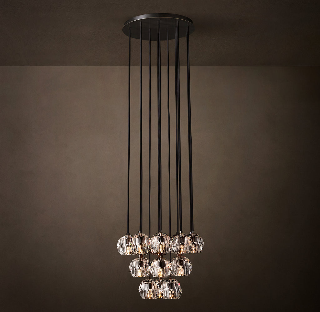 Heritage Boule De Cristal Clear Glass Round Cluster Chandelier – 19" Bronze