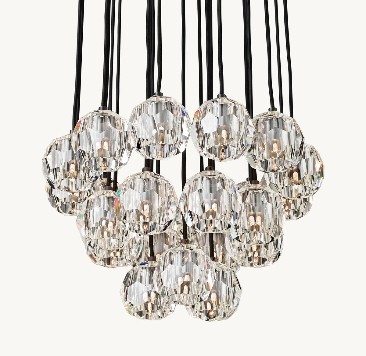 Heritage Boule De Cristal Clear Glass Round Cluster Chandelier, alternate view