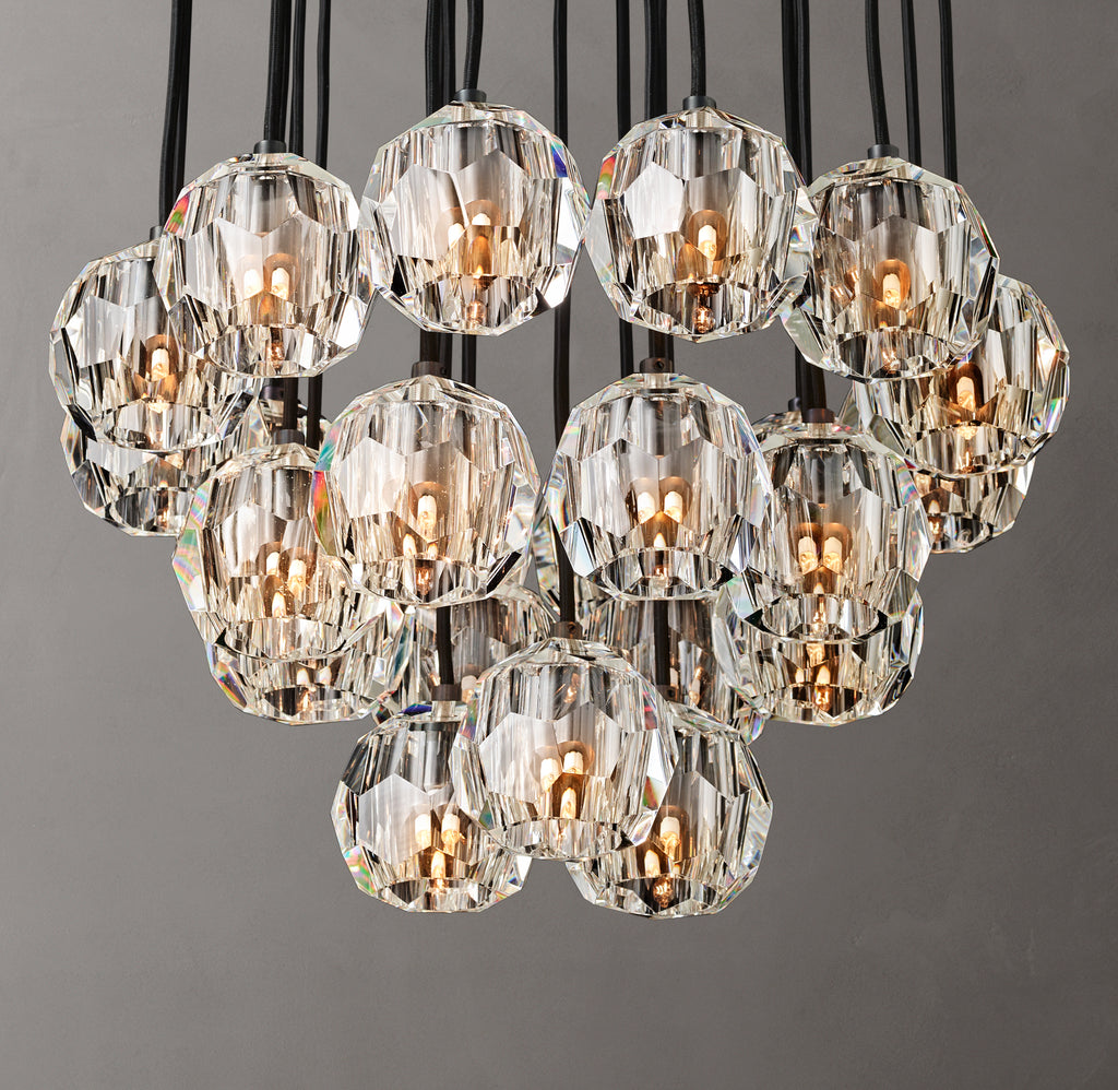 Heritage Boule De Cristal Clear Glass Round Cluster Chandelier – 24" Bronze