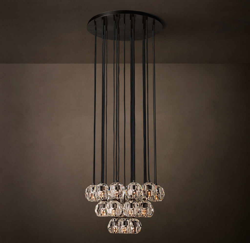 Heritage Boule De Cristal Clear Glass Round Cluster Chandelier – 24" Bronze