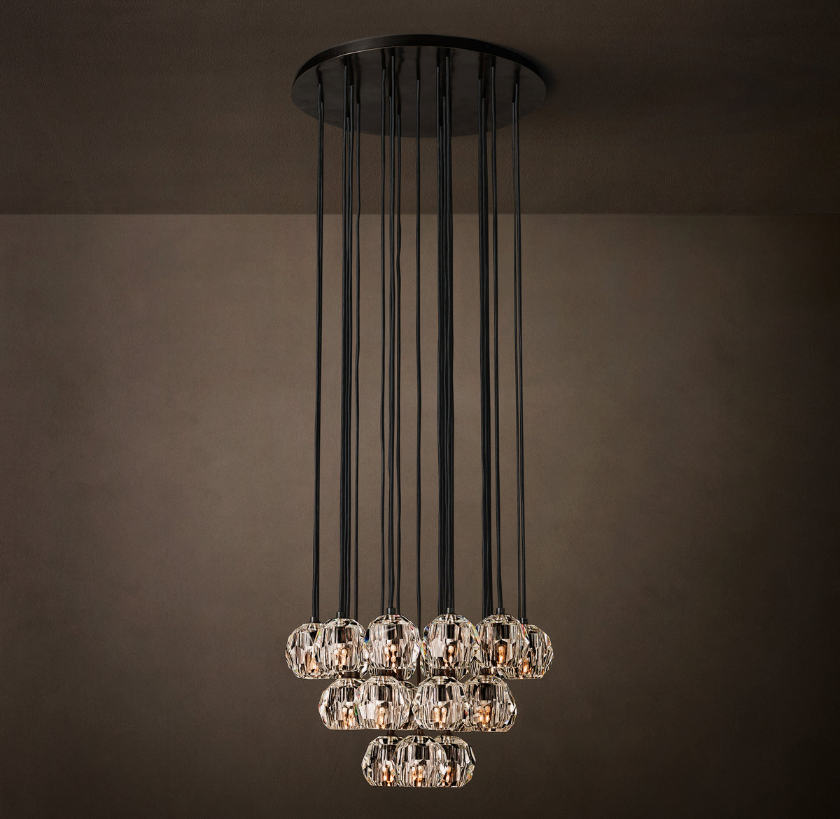 Heritage Boule De Cristal Clear Glass Round Cluster Chandelier – 24" Bronze