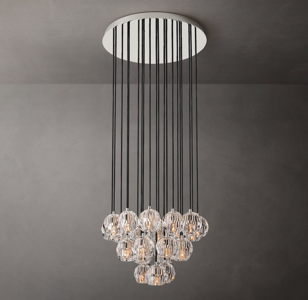 Heritage Boule De Cristal Clear Glass Round Cluster Chandelier, alternate view